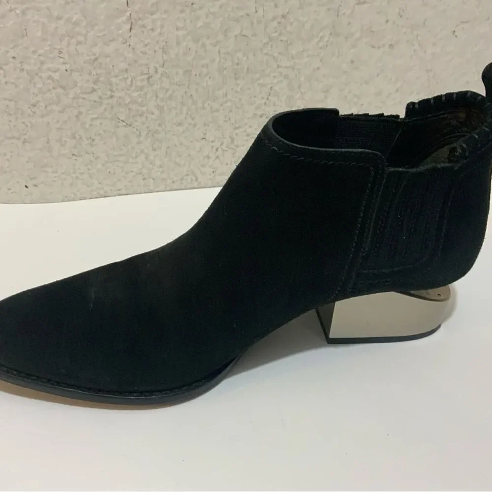 Alexander Wang Gabi Cut Out Boot 39.5 Black Suede Silver Metal Heel